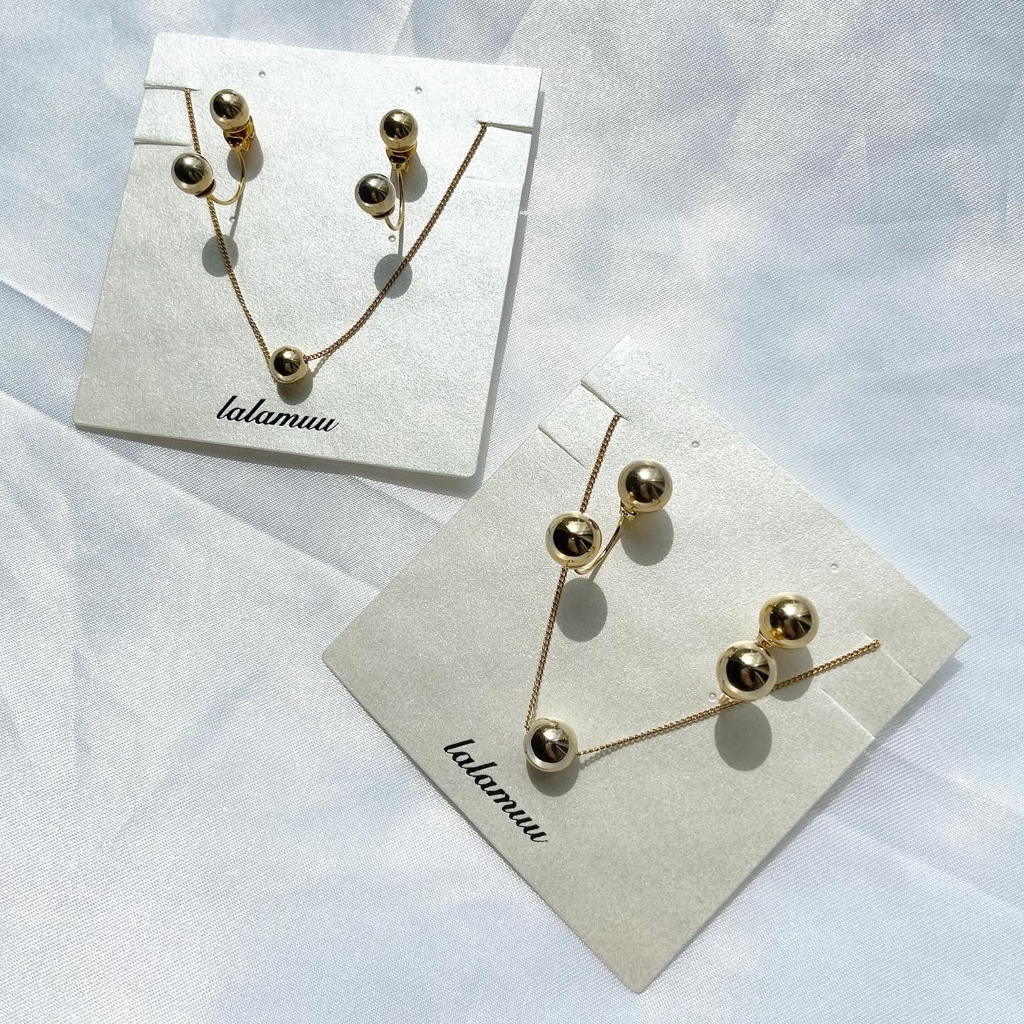 【ピアスとネックレスのセット♪】ゴールドネックレス×2wayゴールドピアス