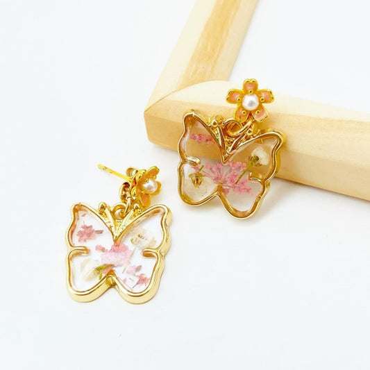 バタフライプレート×桜ピアス A28