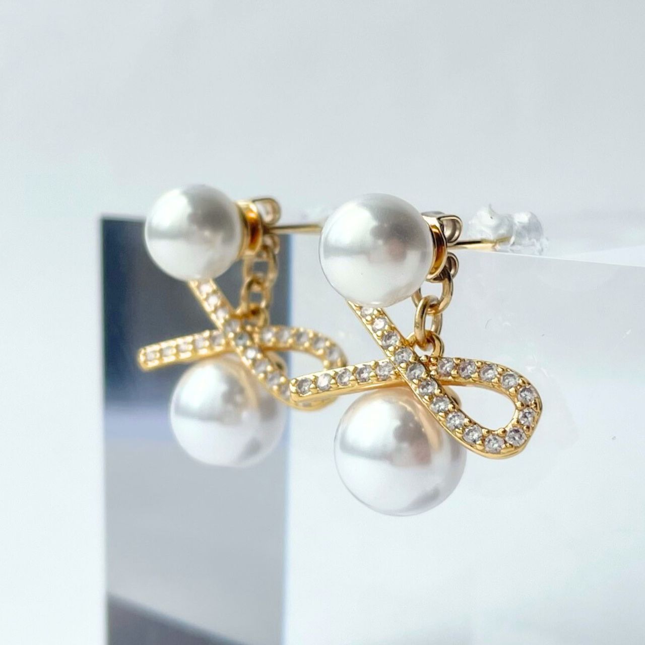 2wayパールノットピアス A21