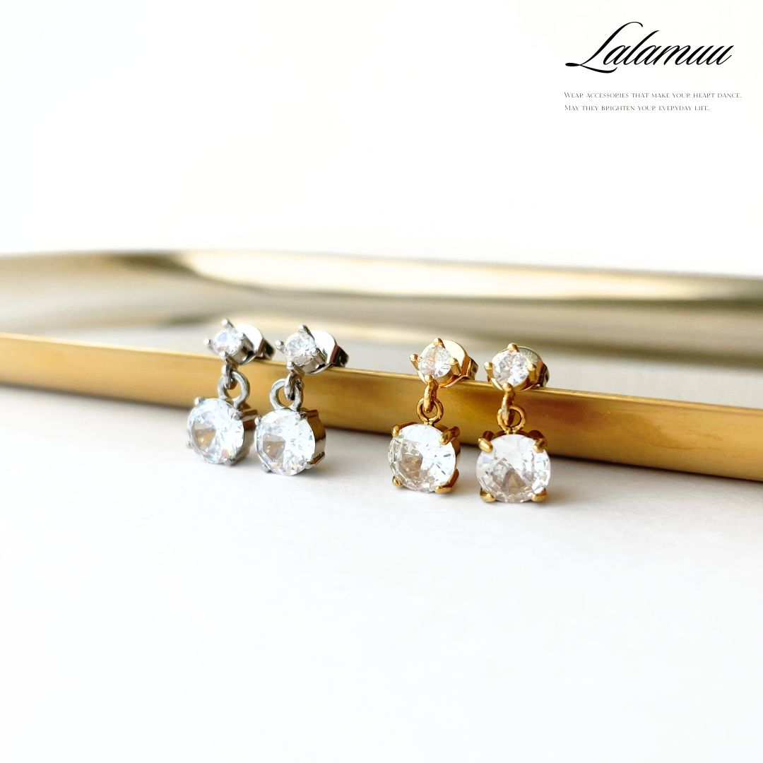 ラウンドジルコニアピアス