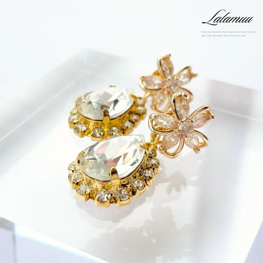 さくら×クリスタルビジューピアス A24
