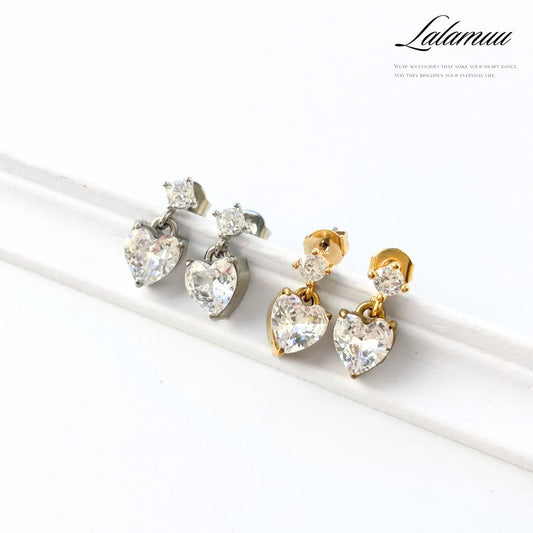 ハートジルコニアピアス