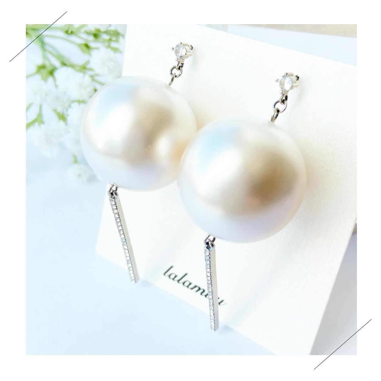 25mmパールライトストーンピアス #186