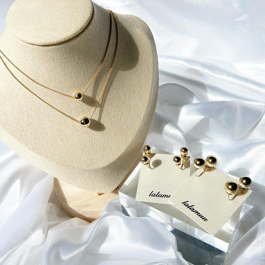 【ピアスとネックレスのセット♪】ゴールドネックレス×2wayゴールドピアス