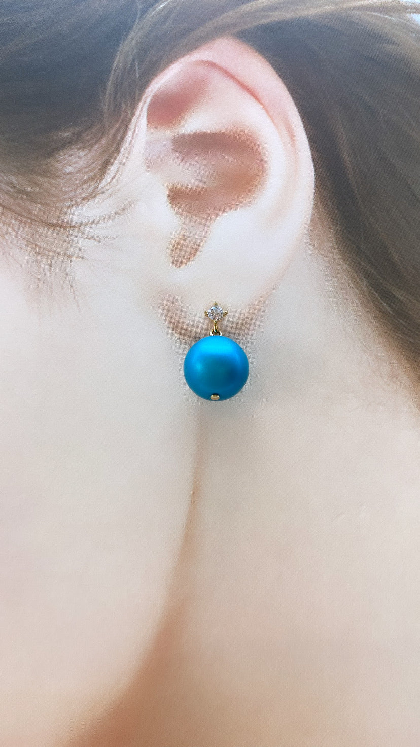ターコイズブルーパールジルコニアピアス A59
