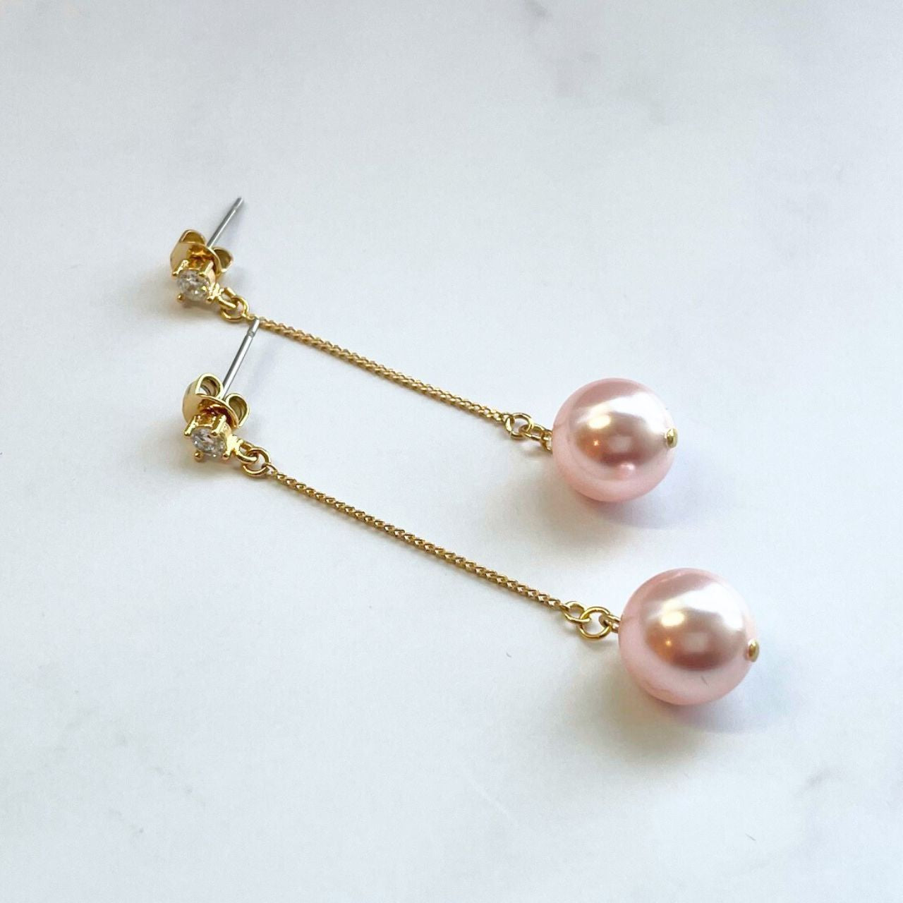 ピンクパール&ジルコニアピアス A113