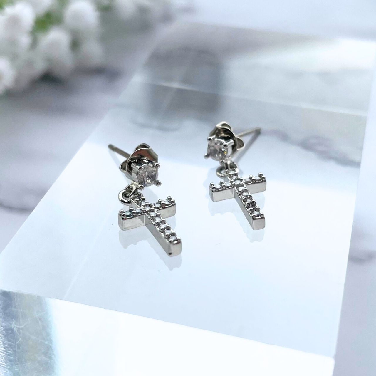 ジルコニアクロスピアス ゴールド シルバー