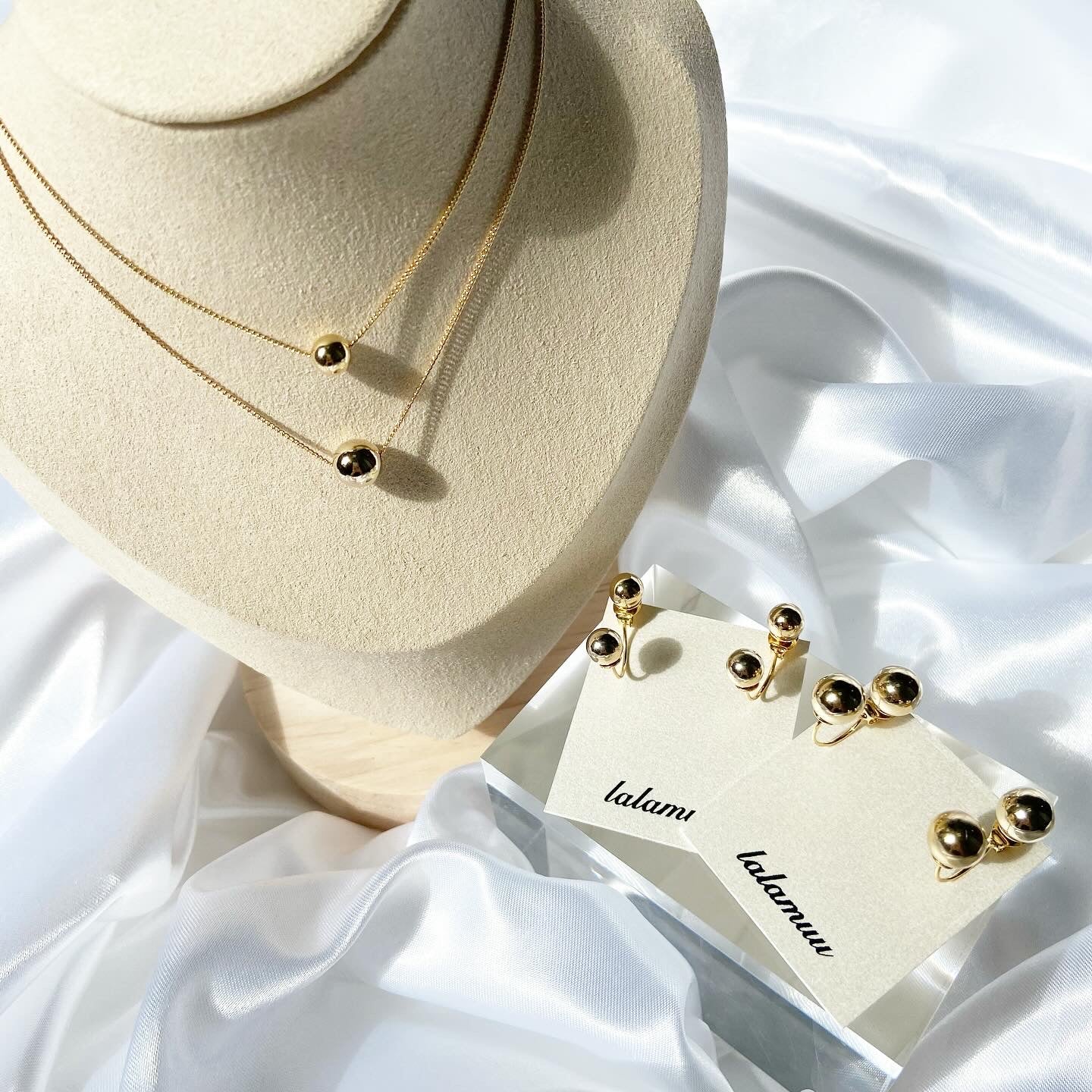 【ピアスとネックレスのセット♪】ゴールドネックレス×2wayゴールドピアス