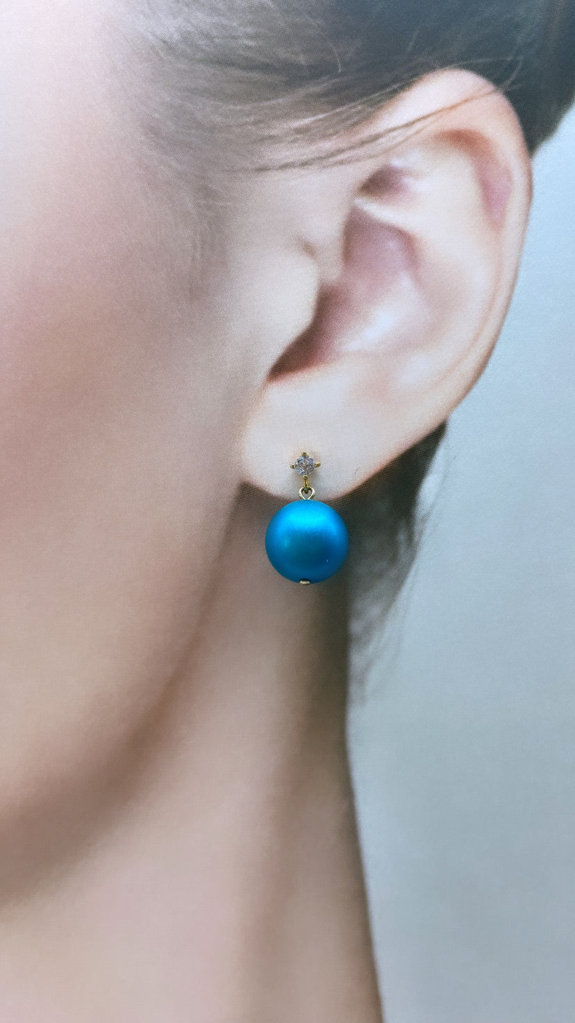 ターコイズブルーパールジルコニアピアス A59