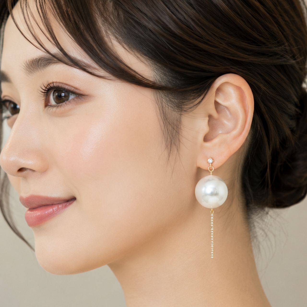 25mmパールライトストーンピアス ゴールド