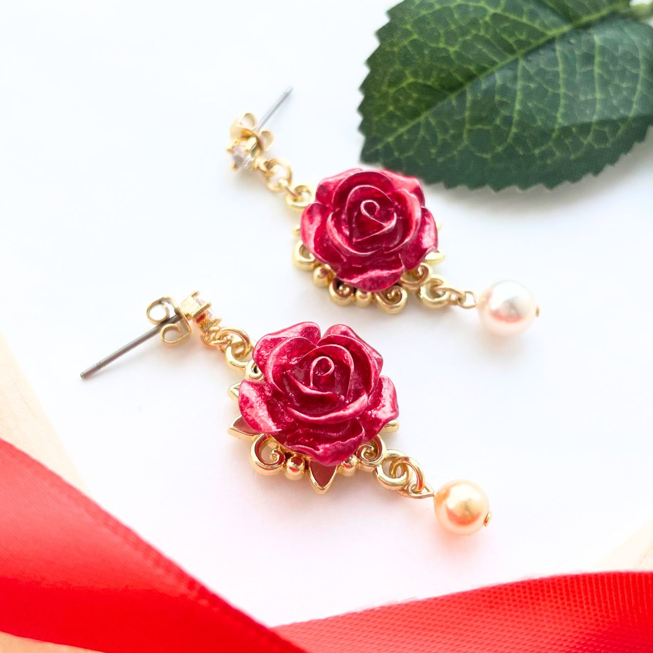 ローズパールジルコニアピアス A31