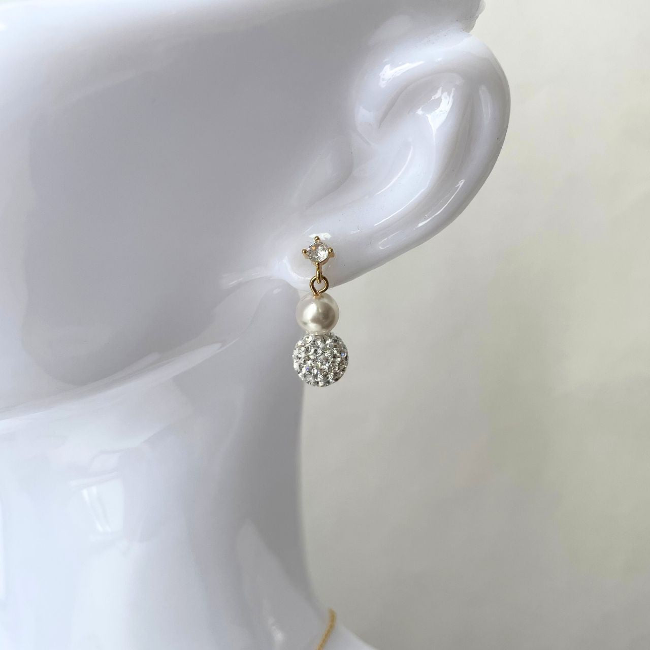 パヴェボール×パールジルコニアピアス A35