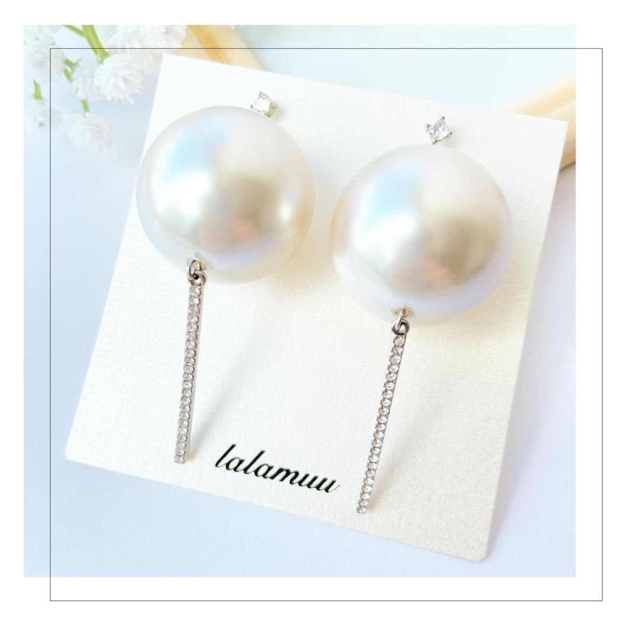 25mmパールライトストーンピアス #186