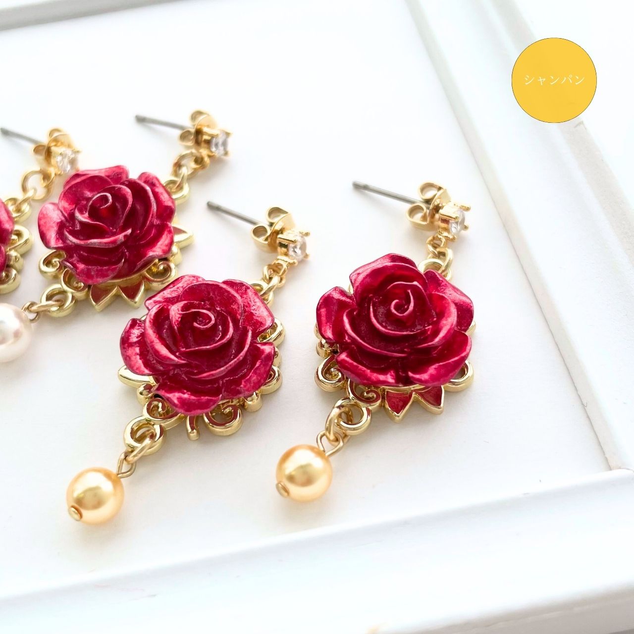 ローズパールジルコニアピアス A31