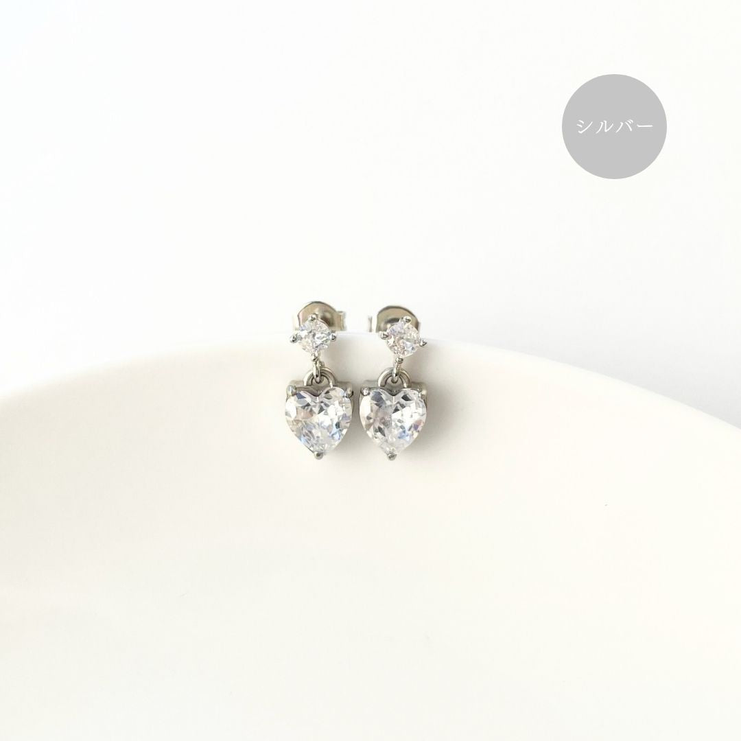 ハートジルコニアピアス