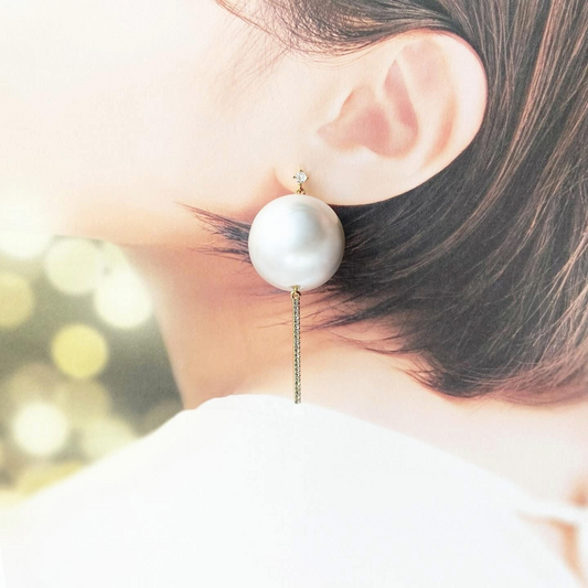 25mmパールライトストーンピアス ゴールド A9