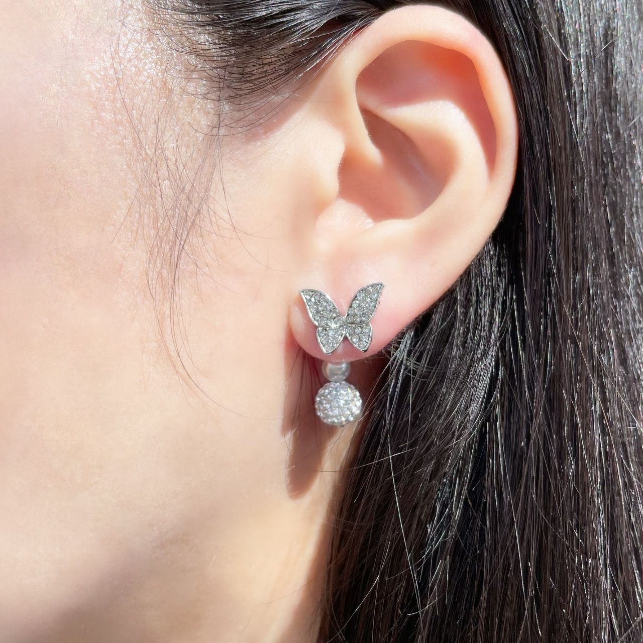 2wayバタフライ×パヴェボールピアス