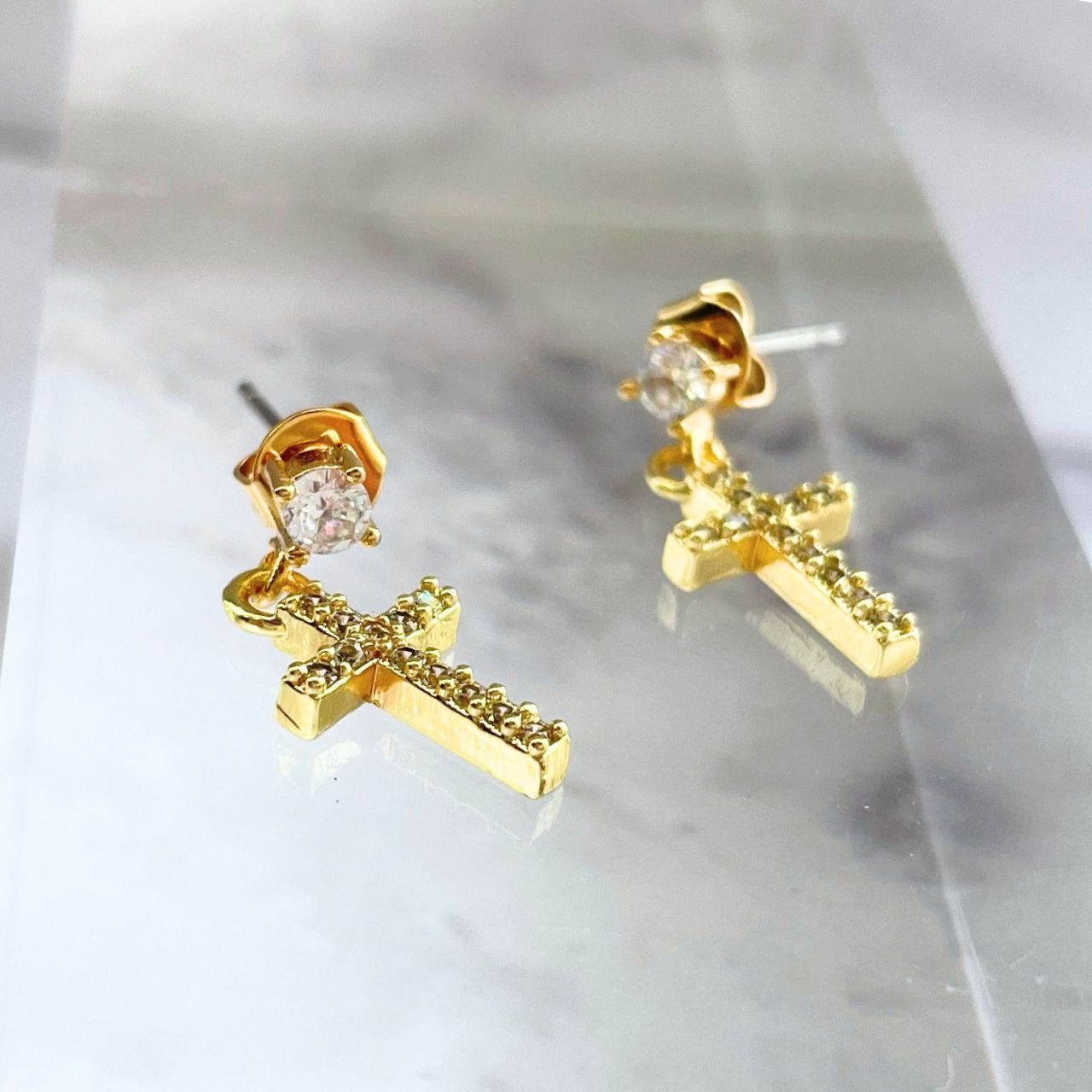 ジルコニアクロスピアス ゴールド シルバー