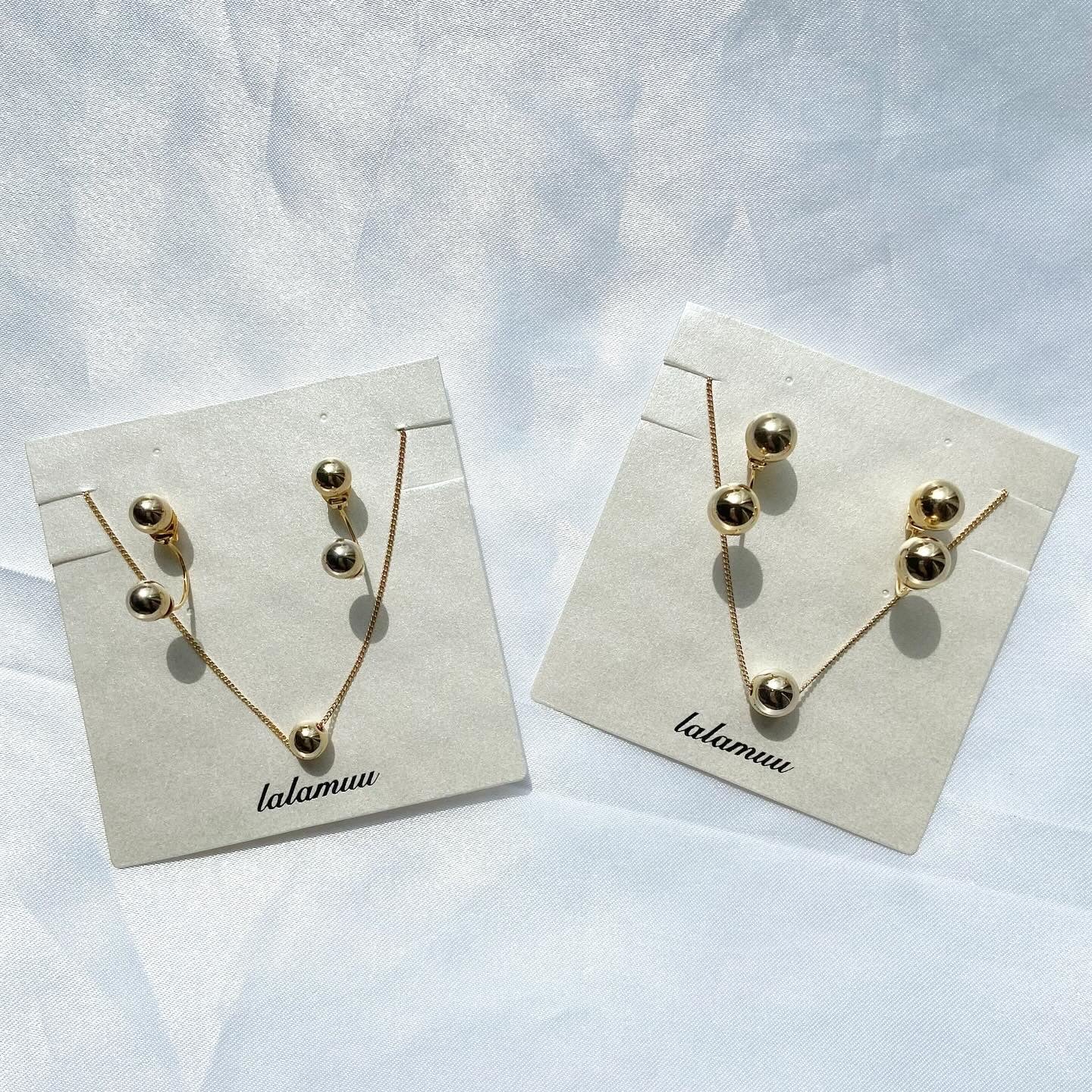 【ピアスとネックレスのセット♪】ゴールドネックレス×2wayゴールドピアス