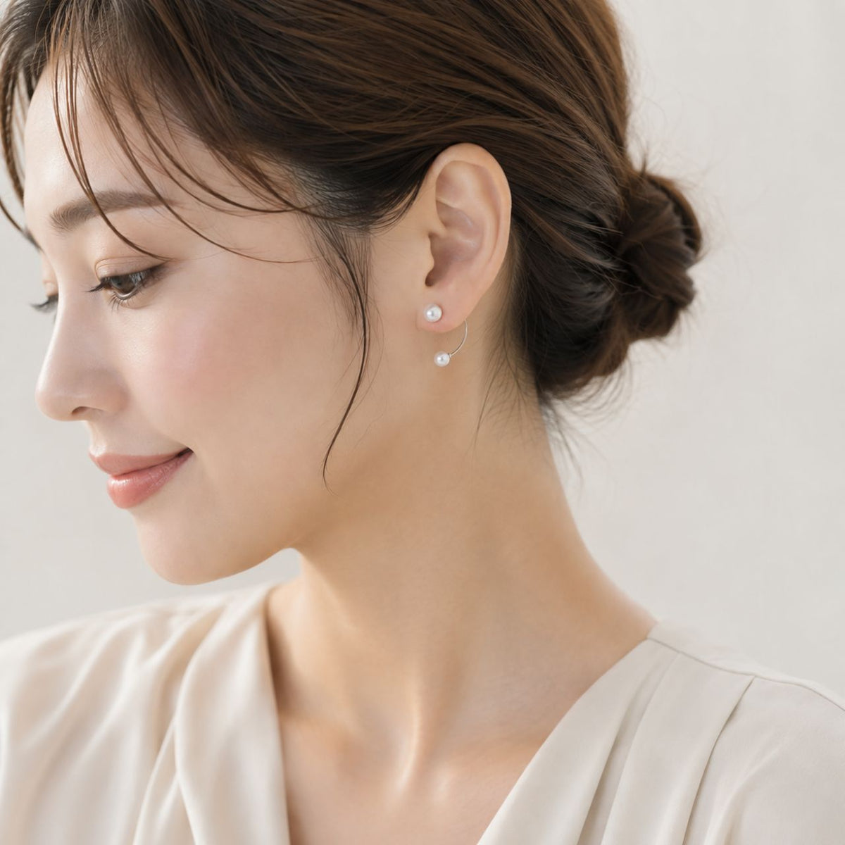 パール 6mm/4mm 2WAYピアス