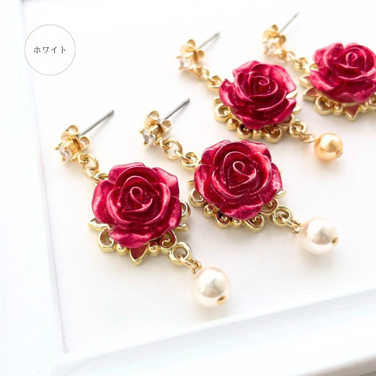 ローズパールジルコニアピアス A31