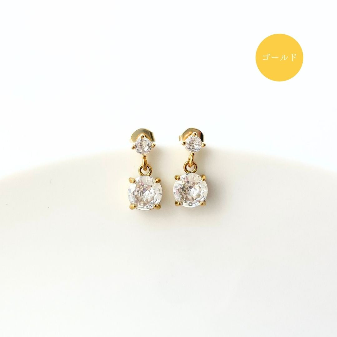 ラウンドジルコニアピアス