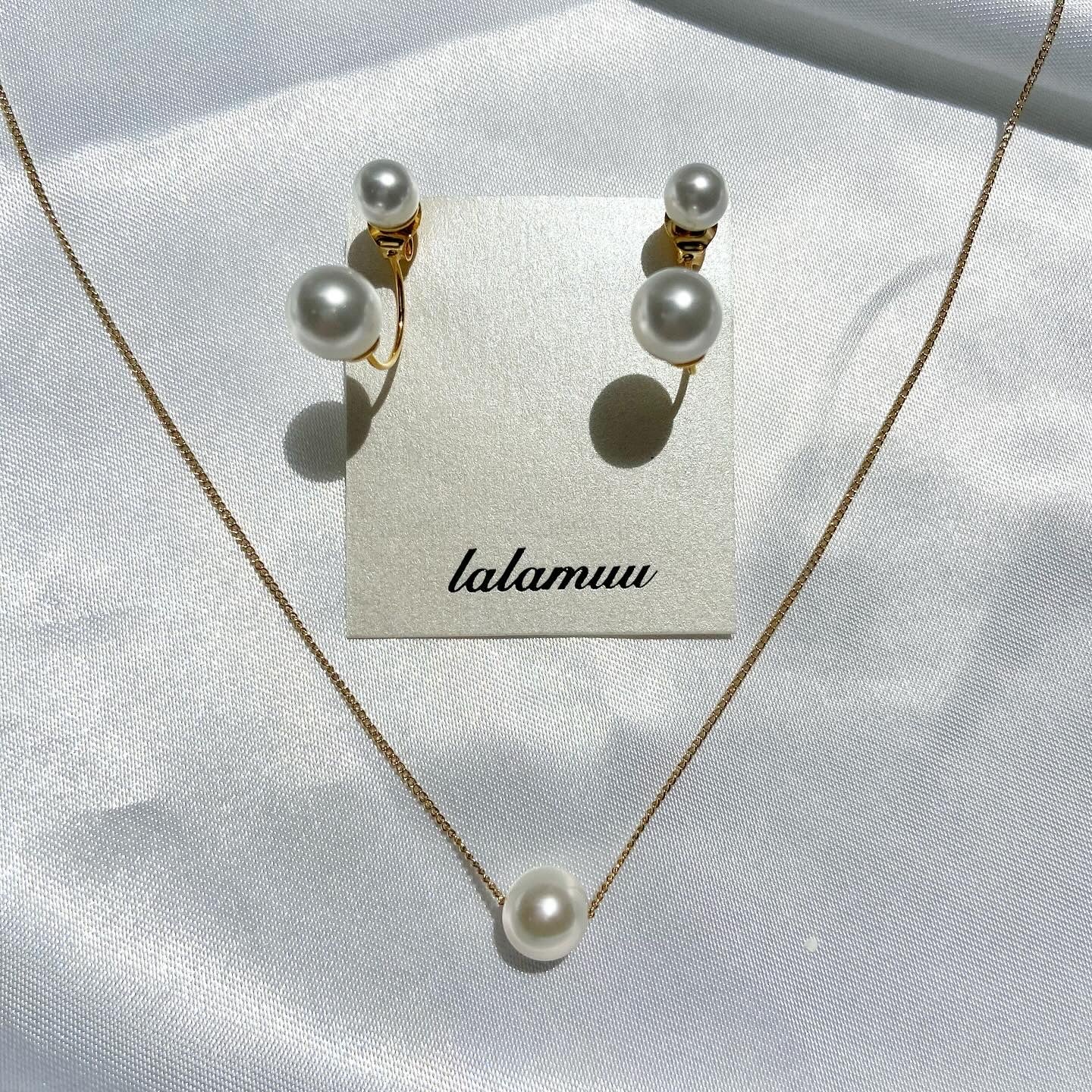【ピアスとネックレスのセット♪】一粒パールネックレス×2wayピアス