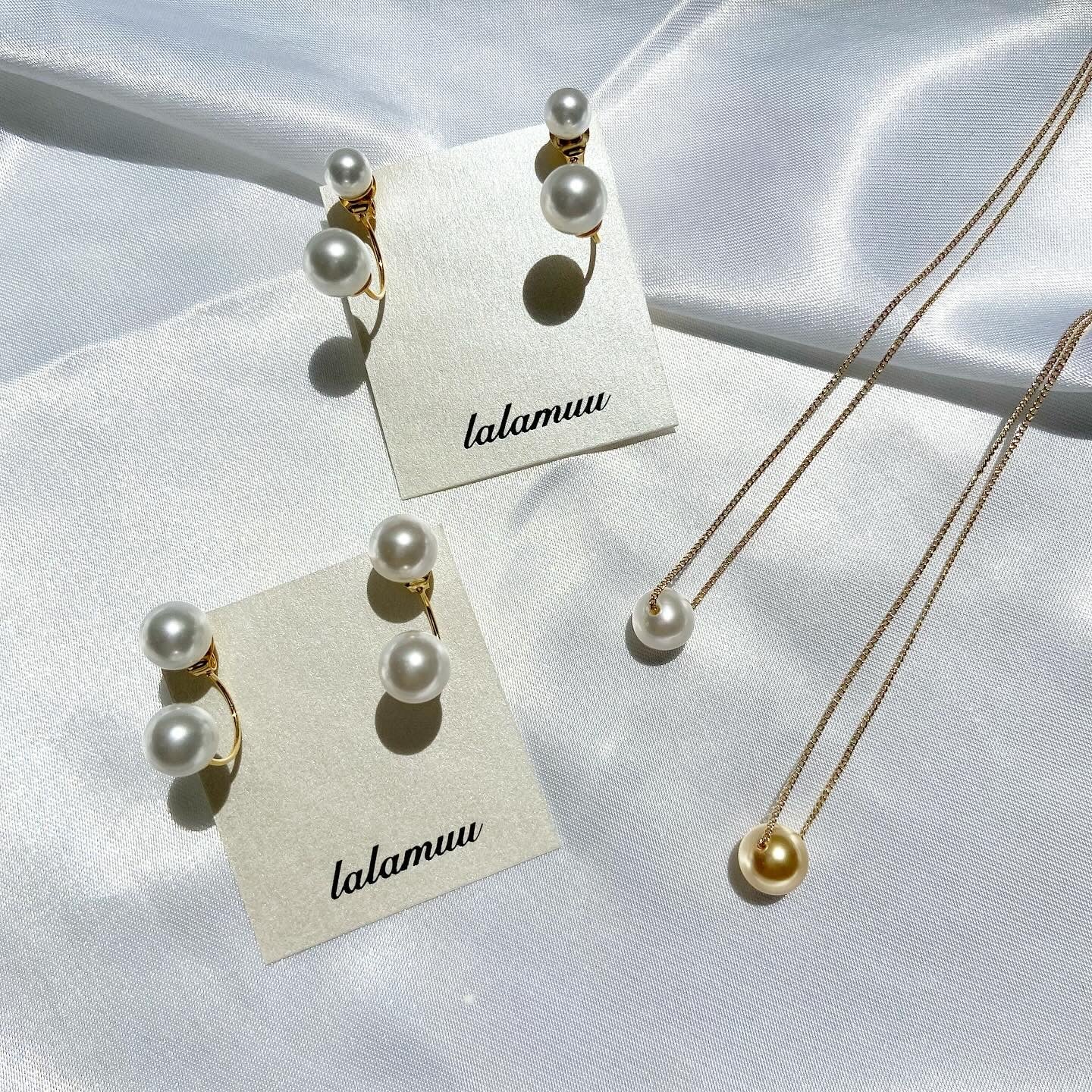 【ピアスとネックレスのセット♪】一粒パールネックレス×2wayピアス