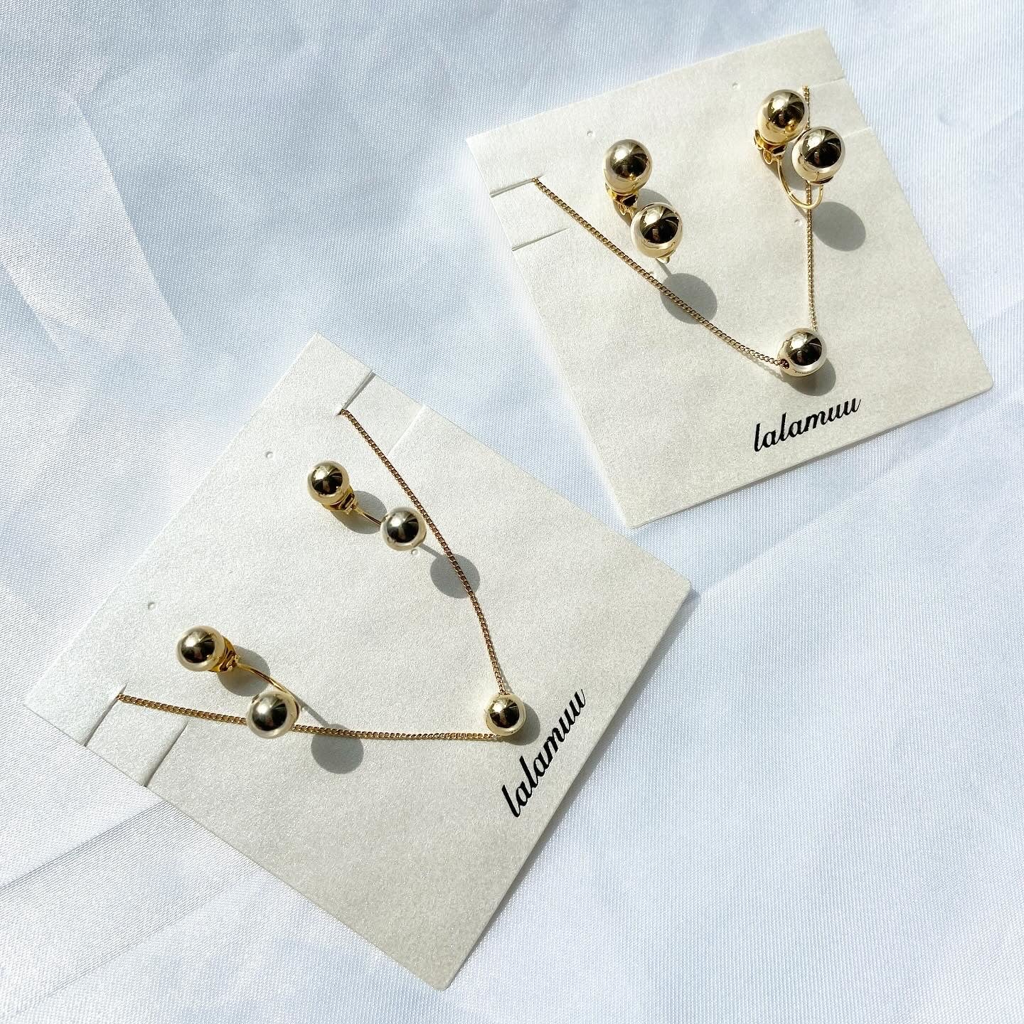 【ピアスとネックレスのセット♪】ゴールドネックレス×2wayゴールドピアス