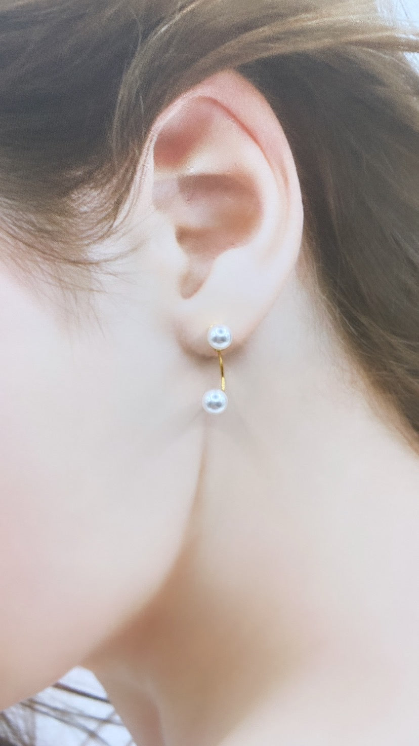 6mmパールバックキャッチゴールドピアス#847