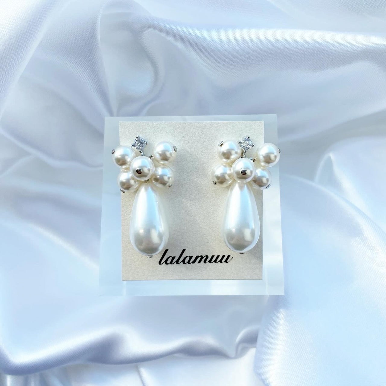バブルパールドロップジルコニアピアス A61