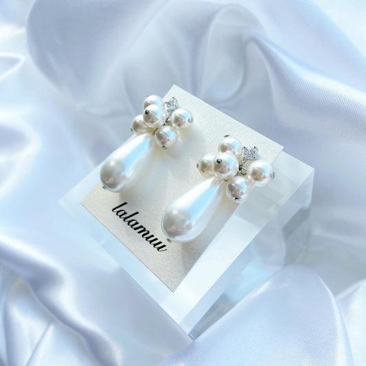 バブルパールドロップジルコニアピアス A61