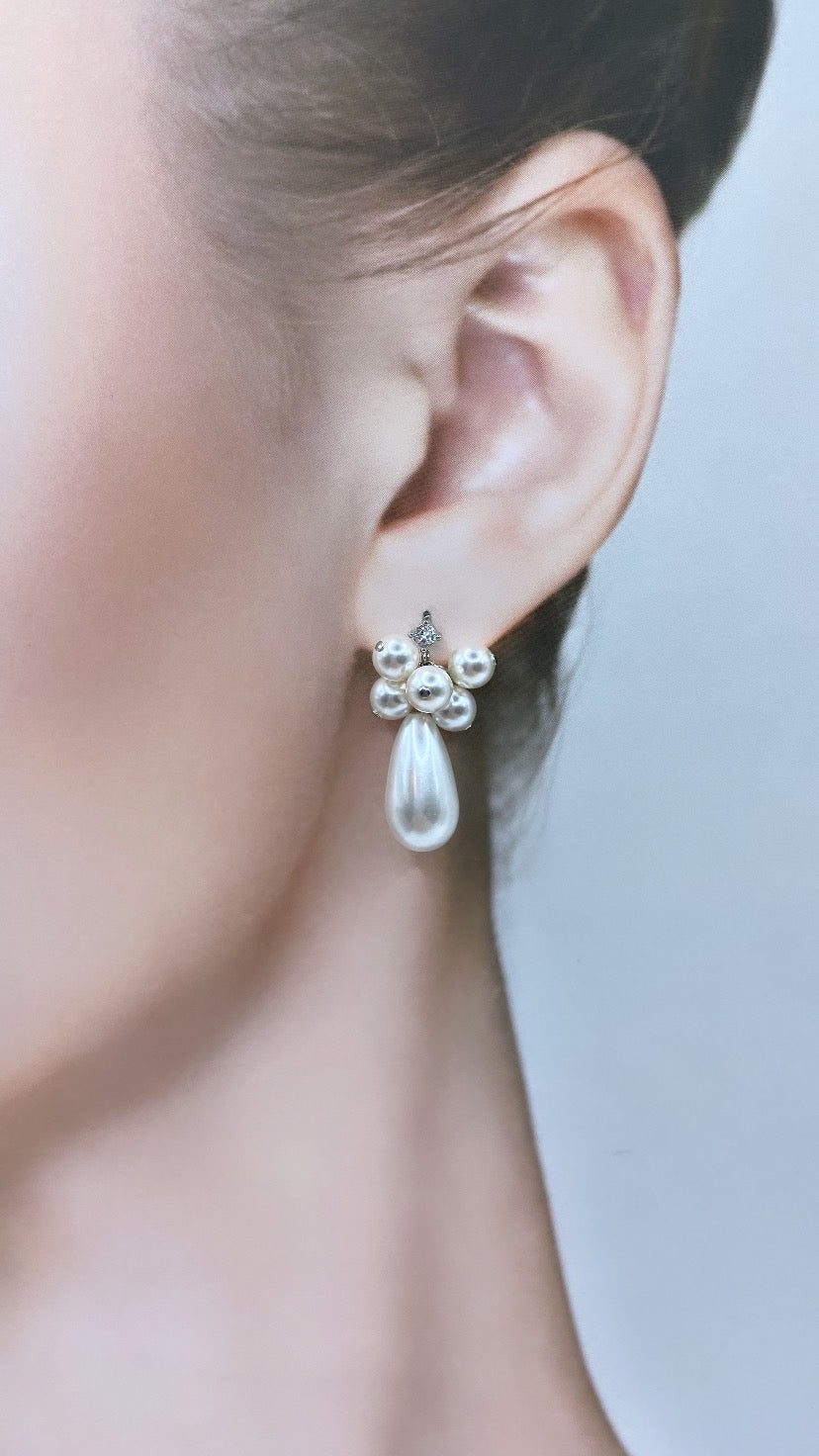 バブルパールドロップジルコニアピアス A61