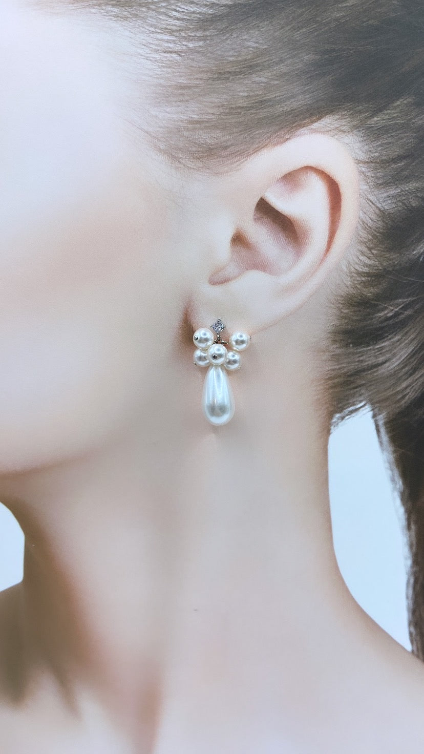 バブルパールドロップジルコニアピアス A61