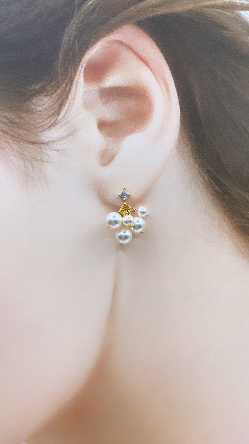 【金具変更可能】バブルパールジルコニアピアス