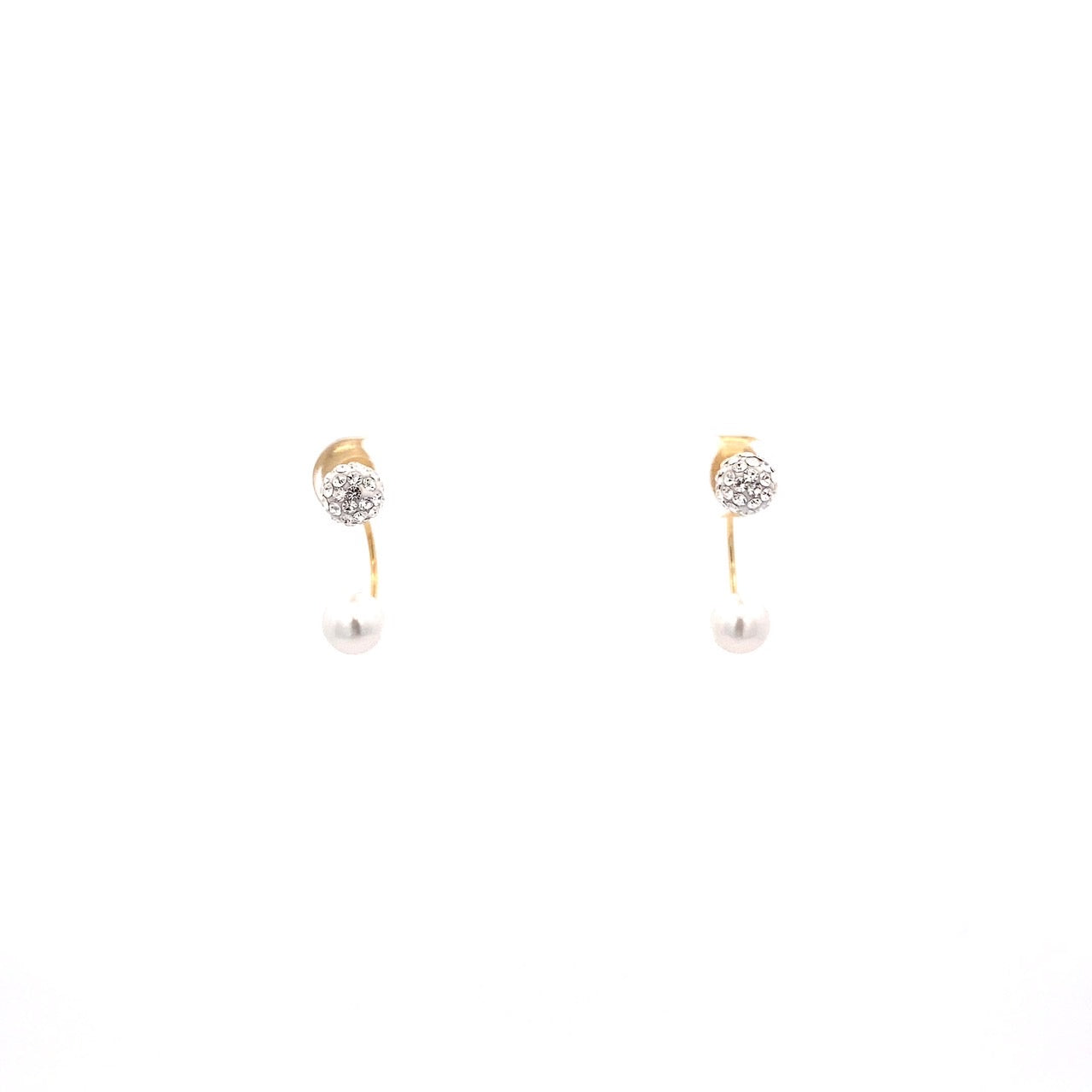 ラインストーンボール6mmパールバックキャッチゴールドピアス A95