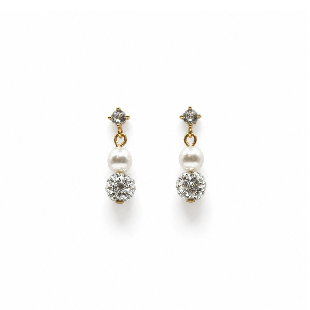 パール＆パヴェボールピアス