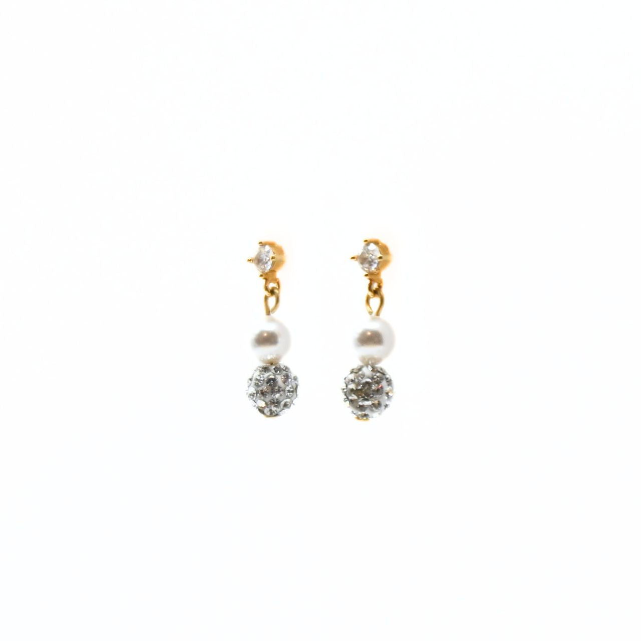 パール＆パヴェボールピアス