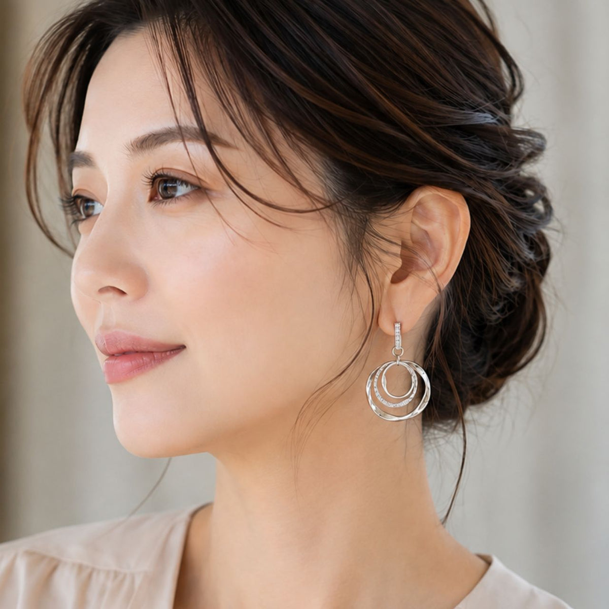 レイヤードサークルピアス シルバー