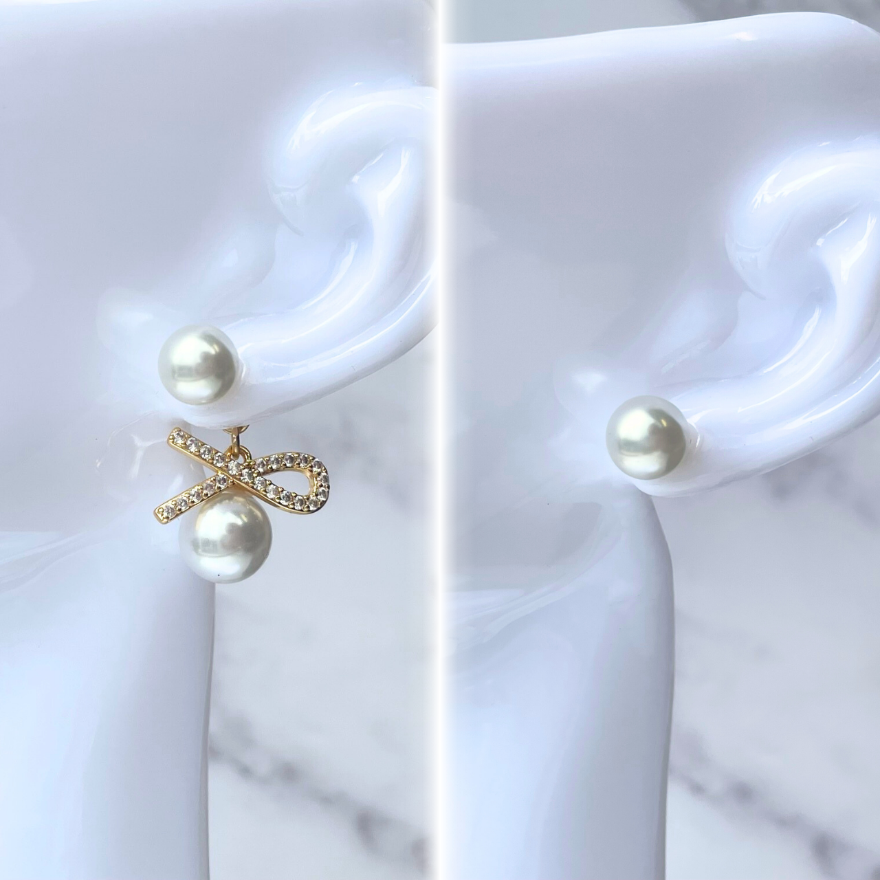 2wayパールノットピアス　A21