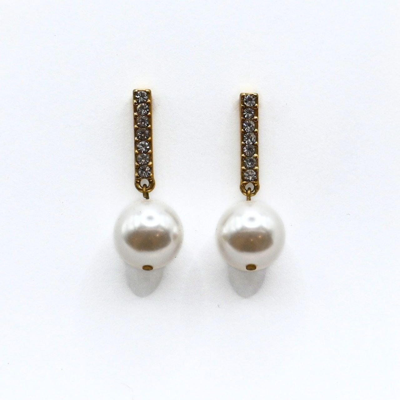 ラインストーンパールピアス