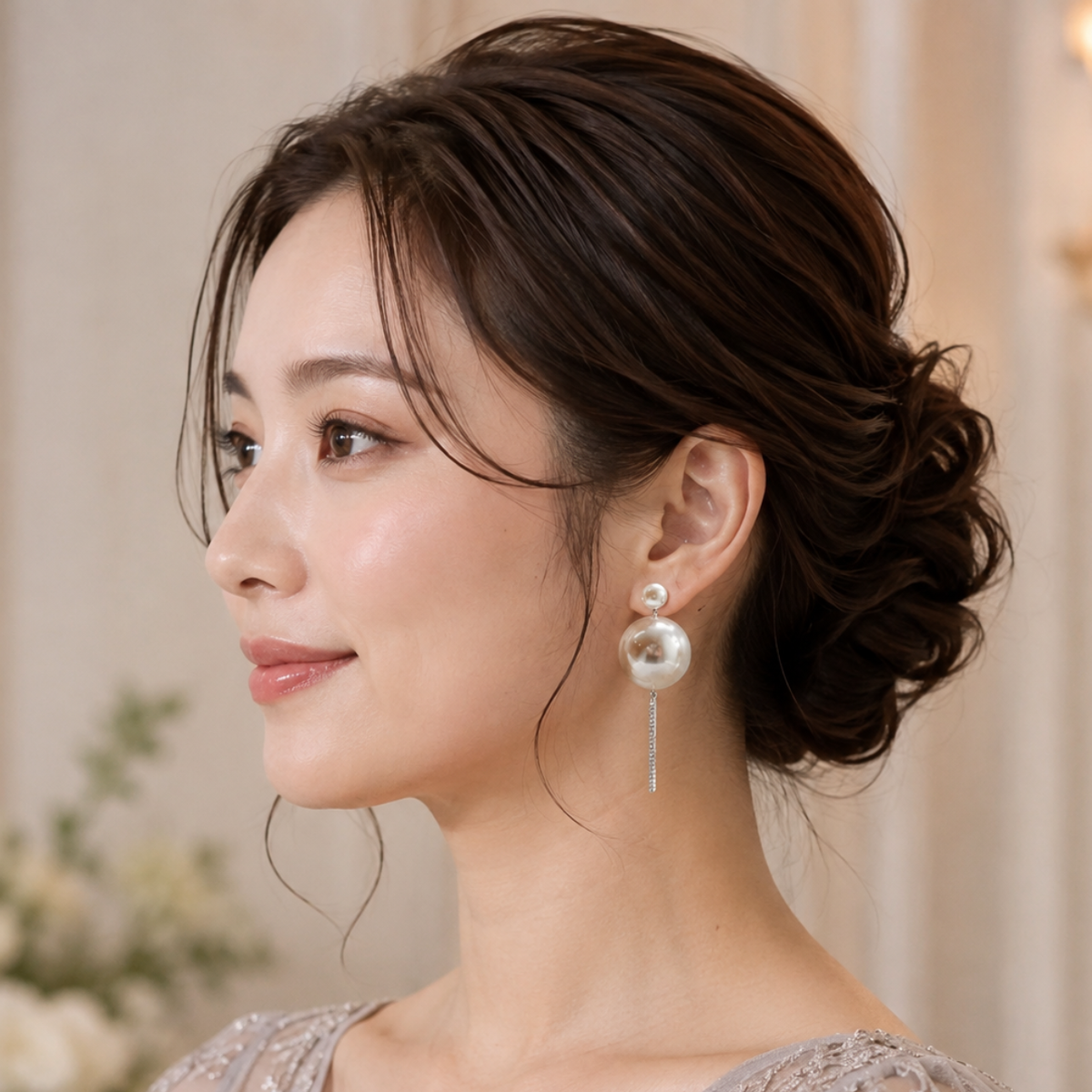 25mmパール&8mmパール2wayピアス シルバー