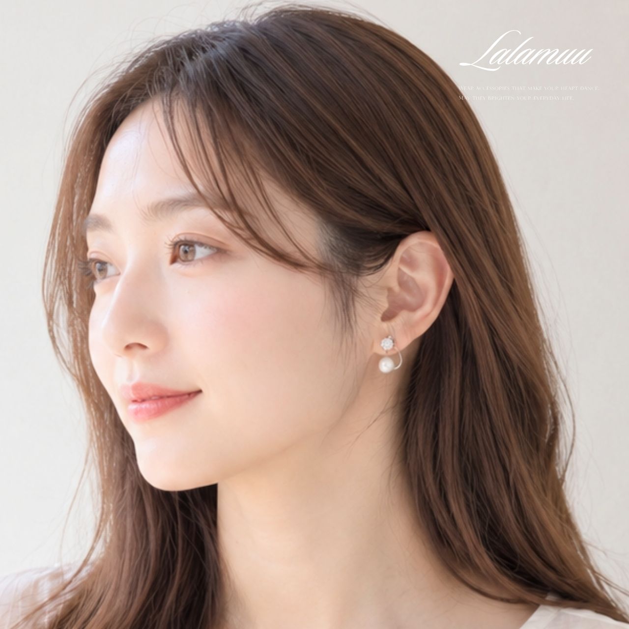 ラインストーンボール6mmパールバックキャッチピアス 　A94