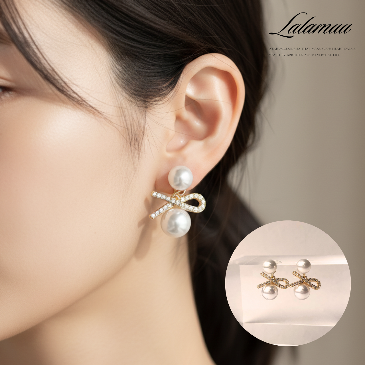 2wayパールノットピアス　A21