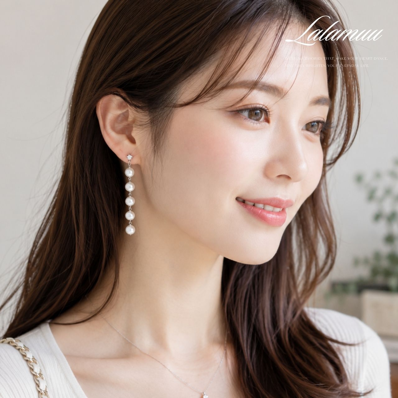5連パールジルコニアピアス シルバー/ゴールド