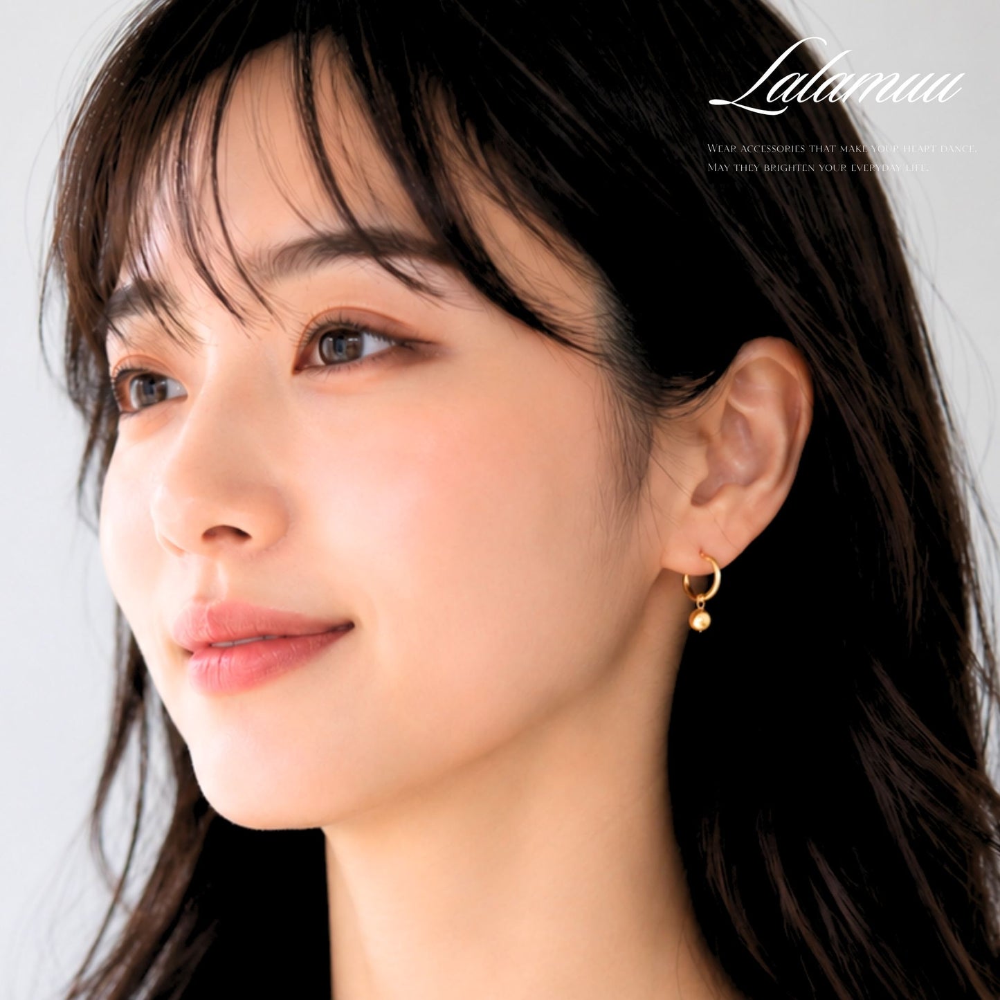 ワンタッチフープ×ゴールドパール(6mm)ピアス　