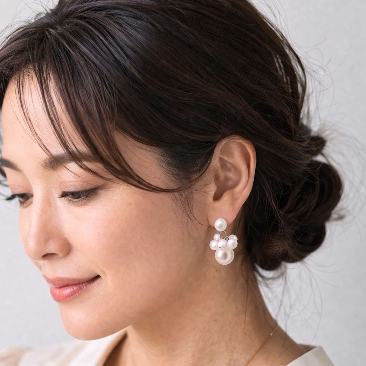 12mmパール×バブルパール2wayピアス　シルバー