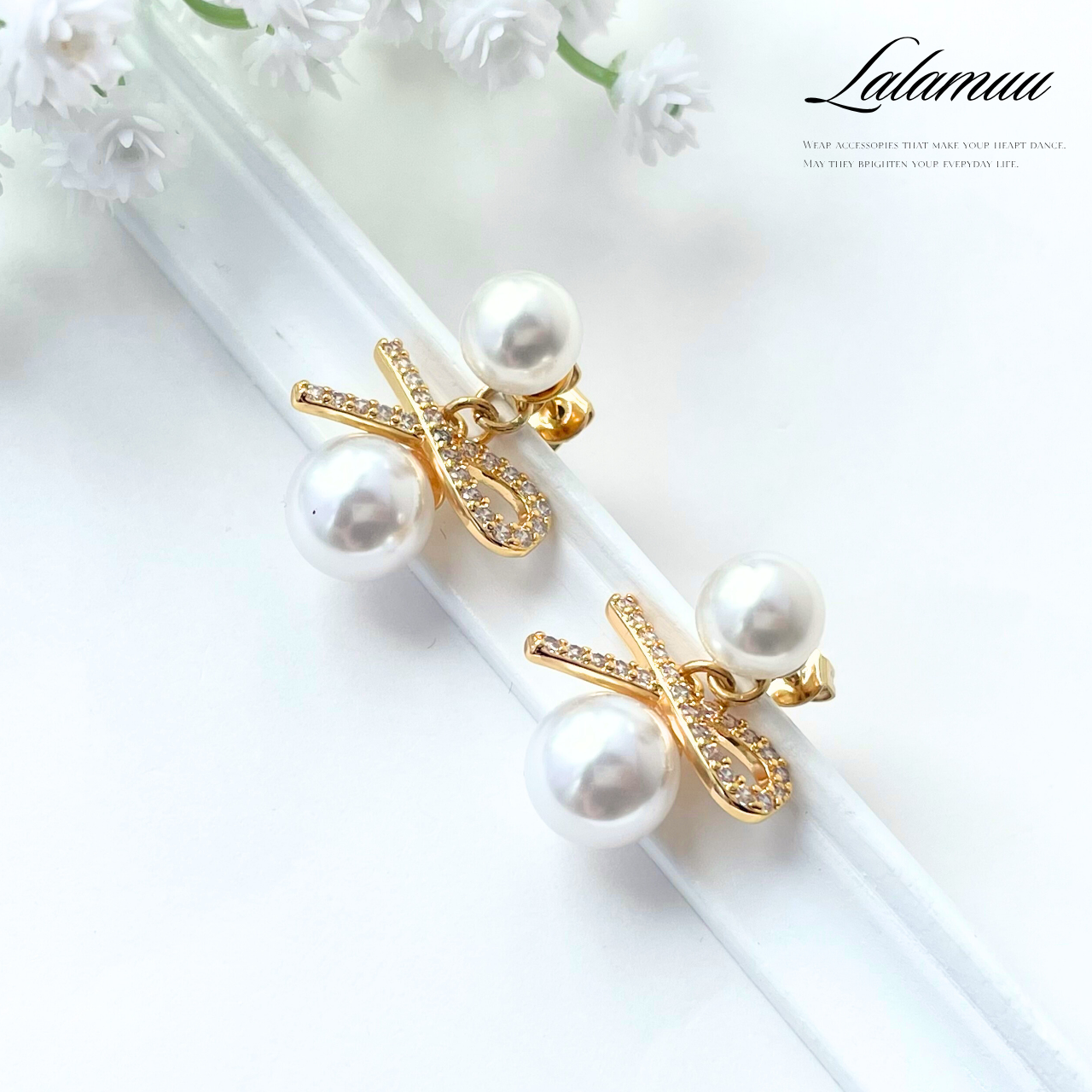 2wayパールノットピアス　A21