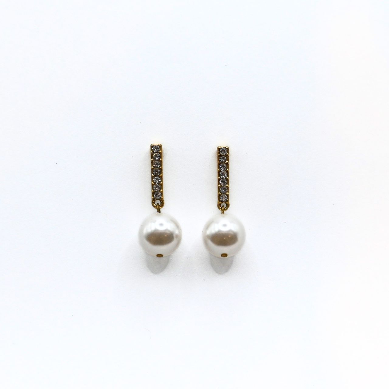 ラインストーンパールピアス