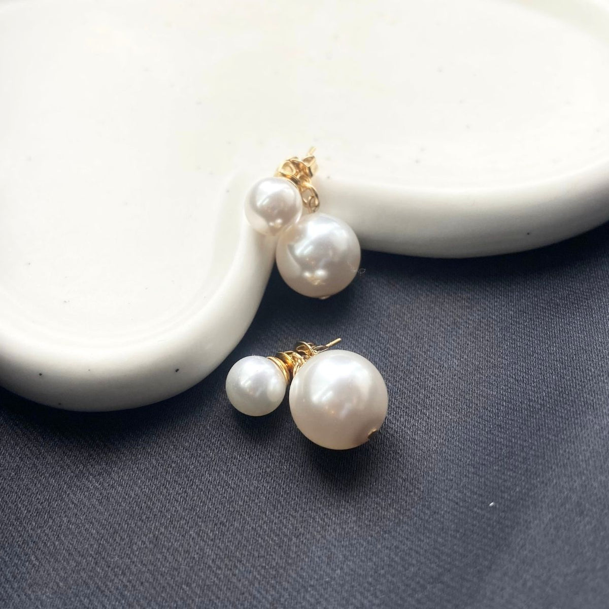2way 2連パール12mm×6mmピアス